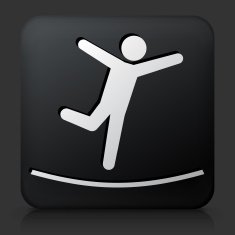 Black Square Button with Rope Balance Icon