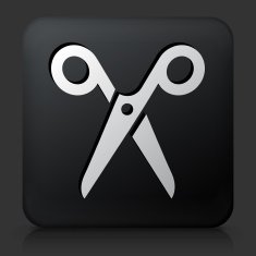 Black Square Button with Scissors Icon N6