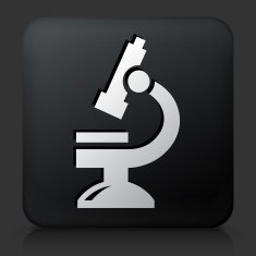 Black Square Button with Microscope Icon N2