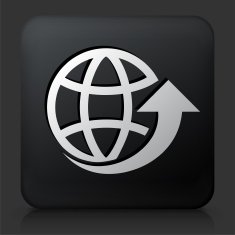 Black Square Button with Globe Arrow