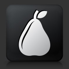Black Square Button with Pear Icon N3