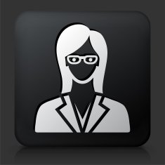 Black Square Button with Female Face Icon N38