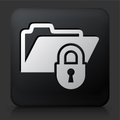 Black Square Button with Locked Files Icon