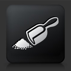 Black Square Button with Herbal Powder Icon