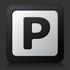 Black Square Button with Parking Sign