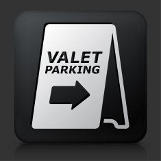 Black Square Button with Valet Parking Sign N2