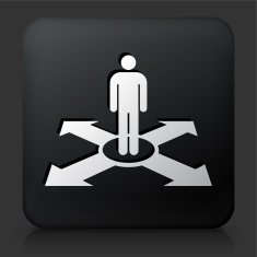Black Square Button with Man & Direction Icon