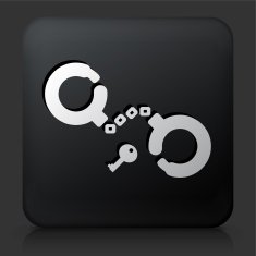 Black Square Button with Handcuffs Icon