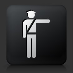 Black Square Button with Airport Securtiy Icon