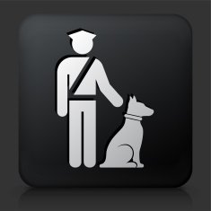 Black Square Button with Airport Securtiy and Dog Icon