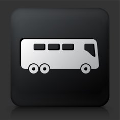 Black Square Button with Bus Icon N5