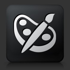 Black Square Button with Painting Icon