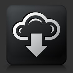 Black Square Button with Download Cloud Icon N2