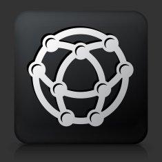 Black Square Button with Globe Icon N12