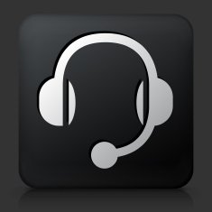 Black Square Button with Headset Icon