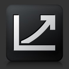 Black Square Button with Graph Increase Icon N2