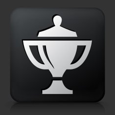 Black Square Button with Throphy Icon N2