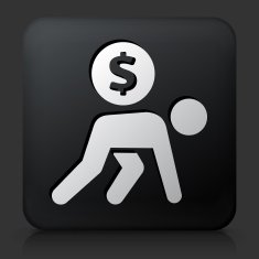 Black Square Button with Carrying Coin Icon