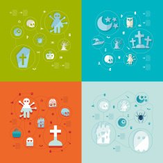 Halloween flat infographic N305