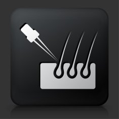 Black Square Button with Hair Growth Icon