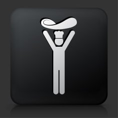 Black Square Button with Tossing Dough Iocn