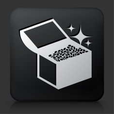 Black Square Button with Treasure Chest Icon