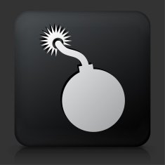 Black Square Button with Cannon Ball Icon