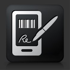 Black Square Button with Signing for Purchase Icon