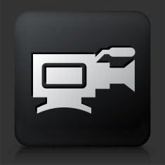 Black Square Button with Film Camera Icon N12