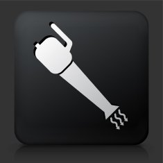 Black Square Button with Leaf Blower