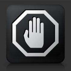Black Square Button with Stop Sign Icon