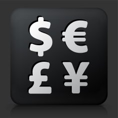 Black Square Button with Money Exchange Icon