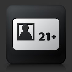 Black Square Button with 21 and Older ID