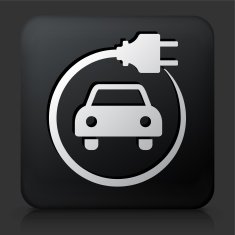 Black Square Button with Electric Car