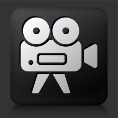 Black Square Button with Video Camera