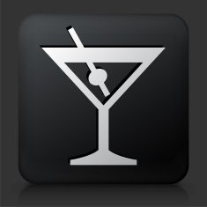 Black Square Button with Martini Glass N2
