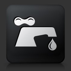 Black Square Button with Water Faucet Icon N2