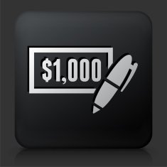 Black Square Button with $1000 Check