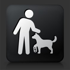 Black Square Button with Stick Figure & Disable Dog