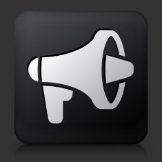 Black Square Button with Megaphone Icon N3