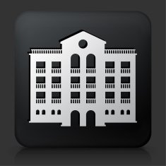 Black Square Button with Building Icon N38