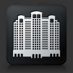 Black Square Button with Building Icon N39
