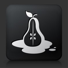 Black Square Button with Pear Icon N4