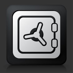 Black Square Button with Safe Icon
