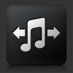 Black Square Button with Music