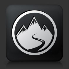 Black Square Button with Mountain Range