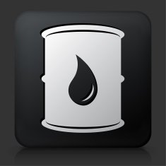 Black Square Button with Oil Barrel Icon