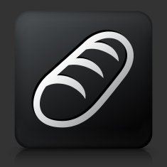 Black Square Button with Bread Icon