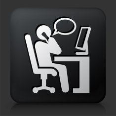 Black Square Button with Working at Desk N5