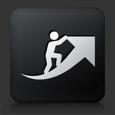 Black Square Button with Arrow to Progress